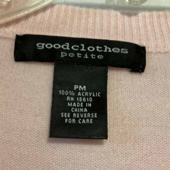 Vintage Goodclothes Petite Cardigan Sweater Baby Pink Size PM Round Neck Button - Picture 5 of 7